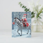 Funny Santa und a Zebra Postkarte (Stehend Vorderseite)