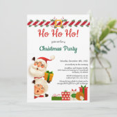 Funny Santa und Mrs Claus Ho Ho Ho Weihnachten Par Einladung (Stehend Vorderseite)