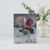 Funny Santa und Ostrich Postkarte (Stehend Vorderseite)