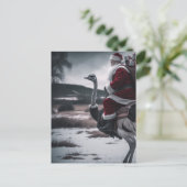 Funny Santa und Ostrich Weihnachten Postkarte (Stehend Vorderseite)
