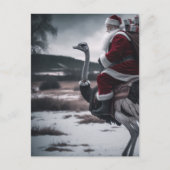 Funny Santa und Ostrich Weihnachten Postkarte (Vorderseite)