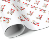 Funny Santa und Reindeer Cartoon Baby Geschenkpapier (Rolleneckpunkt)