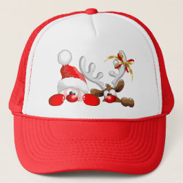 Funny Santa und Reindeer Cartoon Hat Truckerkappe