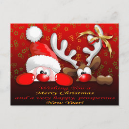 Funny Santa und Reindeer Cartoon Weihnachten Weihn