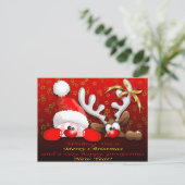 Funny Santa und Reindeer Cartoon Weihnachten Weihn (Stehend Vorderseite)