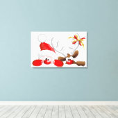 Funny Santa und Rentier Cartoon Canvas Print Leinwanddruck (Insitu (Holzboden))