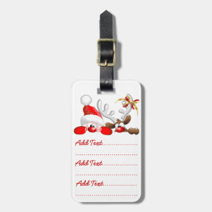 Funny Santa und Rentier Cartoon Gepäckmarke Gepäckanhänger