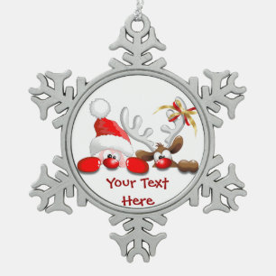 Funny Santa und Rentier Cartoon Ornament