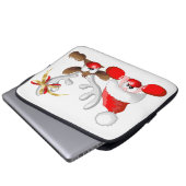 Funny Santa und Rentier Cartoon Ornament Magnet B Laptopschutzhülle (Vorne Knopf)