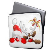 Funny Santa und Rentier Cartoon Ornament Magnet B Laptopschutzhülle (Vorderseite Links)