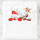 Funny Santa und Rentier Cartoon Sticker (Tasche)