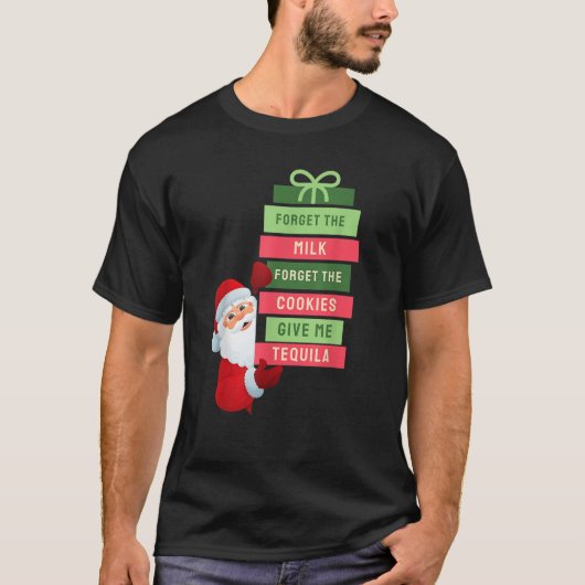 Funny Santa und Tequila Weihnachten Pajama Xmas T-Shirt (Vorderseite)