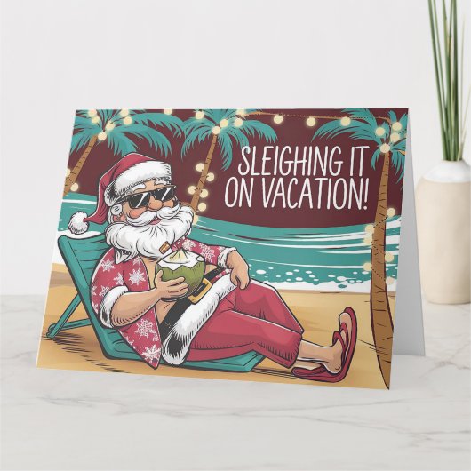 Funny Santa Vacacation Weihnachtsdesign Karte (Vorderseite)
