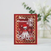 Funny Santa Vintager Steampunk Weihnachtsoktopus Feiertagspostkarte (Stehend Vorderseite)