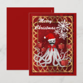 Funny Santa Vintager Steampunk Weihnachtsoktopus Feiertagspostkarte (Vorne/Hinten)