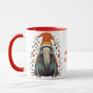 Funny Santa Walrus mit Weihnachtsbeleuchtung Tasse