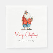 Funny Santa Watercolor Joyful Holiday Napkins Serviette (Vorderseite)