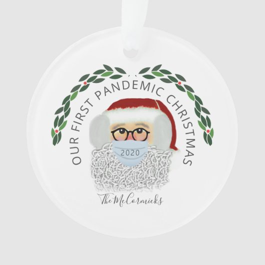 Funny Santa Wear Gesichtsmaske Covid Personalisier Ornament (Vorderseite)