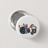 Funny Santa Weightlift Dumbells Gym Weihnachten Button (Vorne & Hinten)