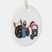 Funny Santa Weightlift Dumbells Gym Weihnachten Keramik Ornament (Rechts)