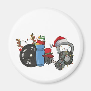 Funny Santa Weightlift Dumbells Gym Weihnachten Magnet