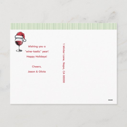 Funny Santa Wine Feiertagspostkarte (Rückseite)