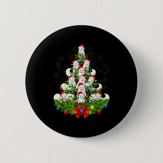 Funny Santa Xmas Arctic Fox Christmas Tree Button (Vorderseite)