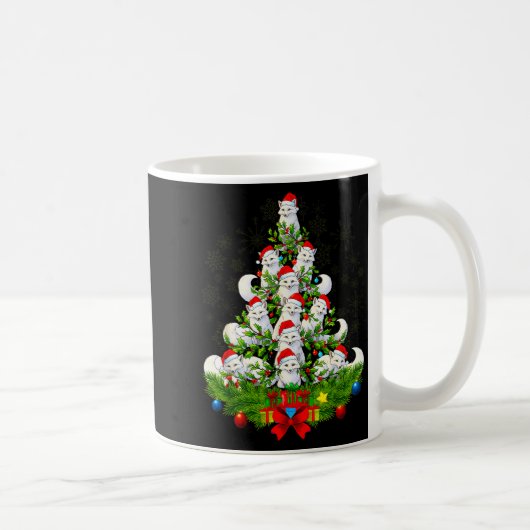 Funny Santa Xmas Arctic Fox Christmas Tree Kaffeetasse (Rechts)