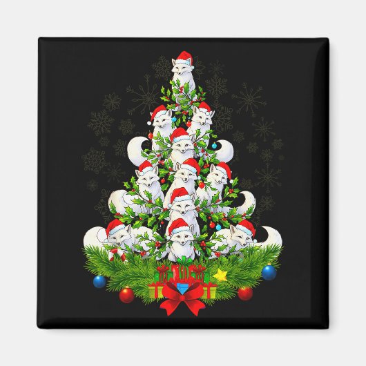 Funny Santa Xmas Arctic Fox Christmas Tree Magnet (Vorne)