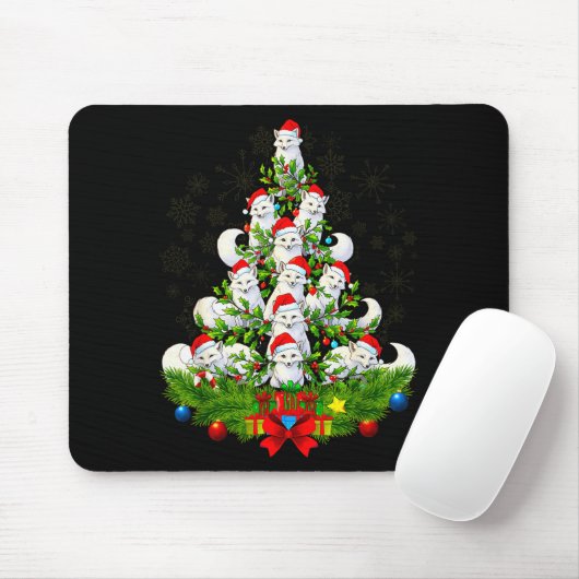 Funny Santa Xmas Arctic Fox Christmas Tree  Mousepad (Mit Mouse)