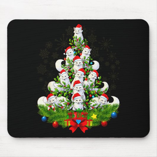 Funny Santa Xmas Arctic Fox Christmas Tree Mousepad (Vorne)