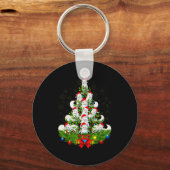 Funny Santa Xmas Arctic Fox Christmas Tree  Schlüsselanhänger (Vorderseite)