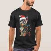 Funny Santa Yorkie Retriever Christmas Lights Dog T-Shirt (Vorderseite)