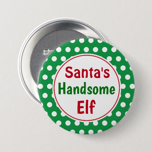 Funny Santa's ansprechendes Elf Weihnachtsgeschenk Button (Vorne & Hinten)