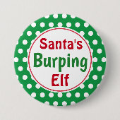 Funny Santa's Burping Elf Christmas Button Pin (Vorderseite)