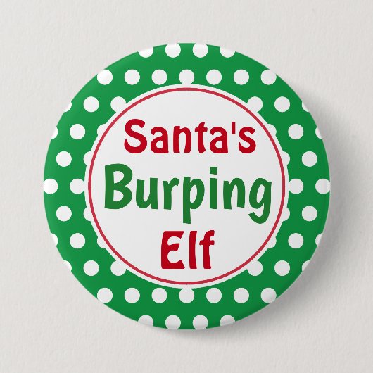 Funny Santa's Burping Elf Christmas Button Pin (Vorderseite)