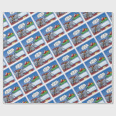 Funny Santas Elephants Cartoon Geschenkpapier (Flach)