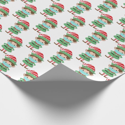 Funny Santa's Elf Wearing Facemask 2020 Weihnachte Geschenkpapier (Ecke)