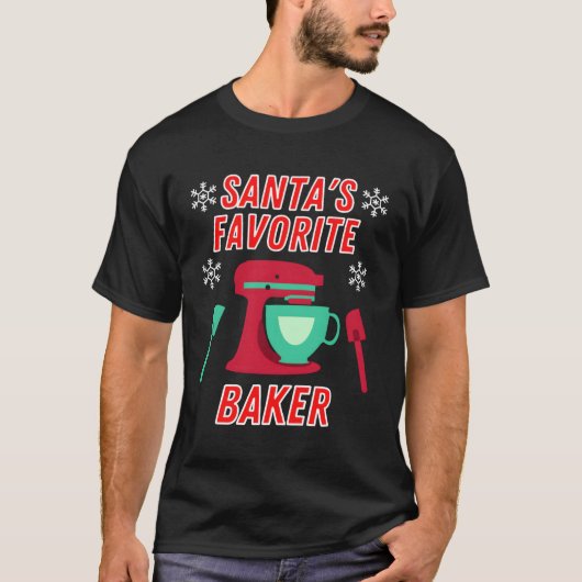 Funny Santas Favorite Baker Liebe Weihnachten T-Shirt (Vorderseite)