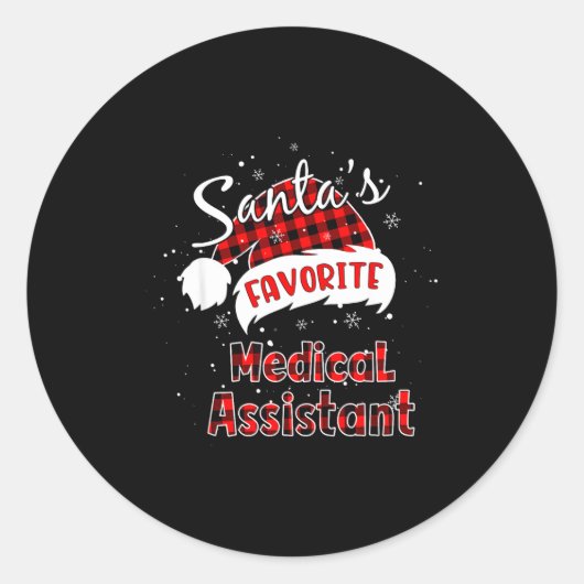 Funny Santa's Favorite Medical Istant Christmas Pa Runder Aufkleber (Vorderseite)