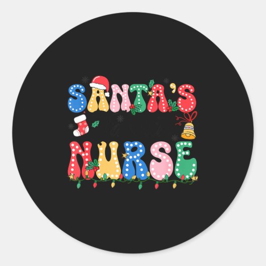 Funny Santa's Favorite Nurse Christmas Nursing Xma Runder Aufkleber (Vorderseite)