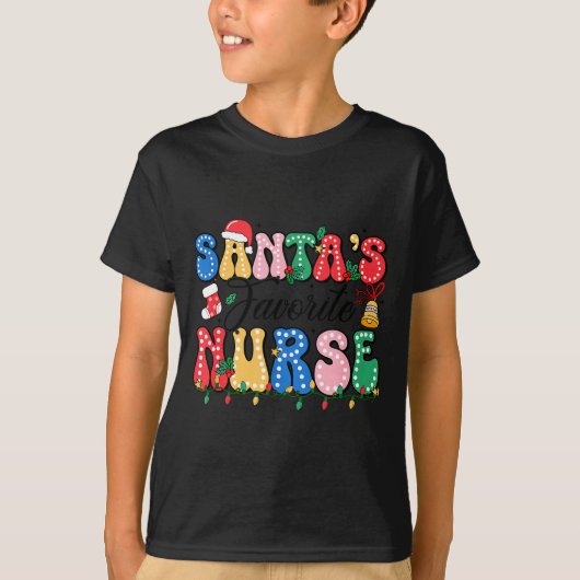 Funny Santa's Favorite Nurse Christmas Nursing Xma T-Shirt (Vorderseite)