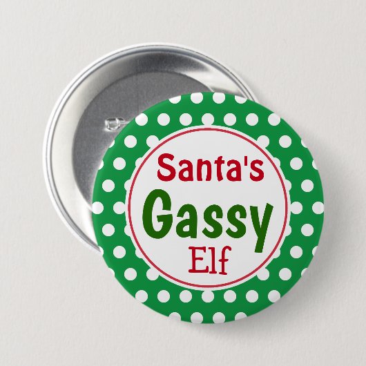 Funny Santa's Gassy Elf Weihnachts-Button-Button Button (Vorne & Hinten)