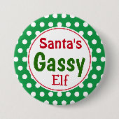 Funny Santa's Gassy Elf Weihnachts-Button-Button Button (Vorderseite)