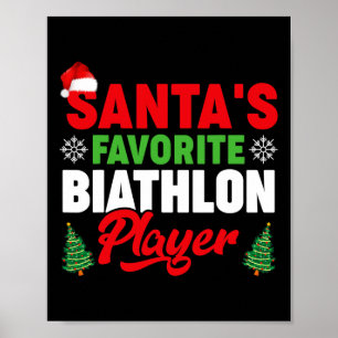 Funny Santa's Lieblings-Biathlon-Spieler Weihnacht Poster
