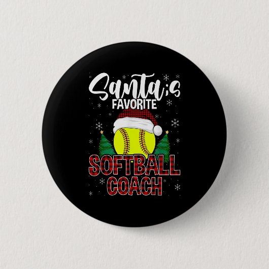 Funny Santa's Lieblings Softball Coach Weihnachten Button (Vorderseite)