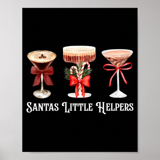 Funny Santa's Little Helper Martini Tail Merry Chr Poster (Vorne)