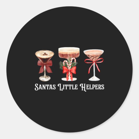 Funny Santa's Little Helper Martini Tail Merry Chr Runder Aufkleber (Vorderseite)