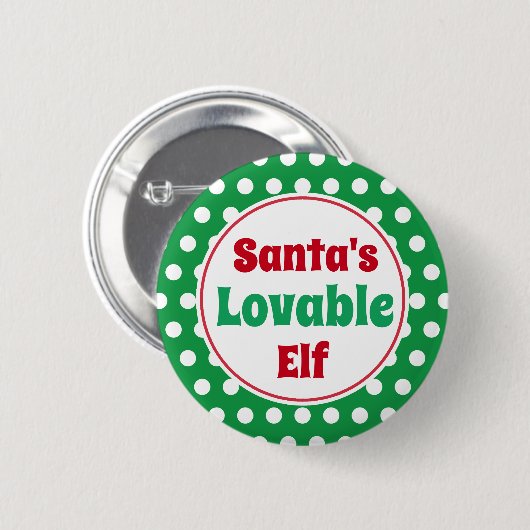Funny Santa's Lovable Elf Weihnachts-Button-Button Button (Vorne & Hinten)