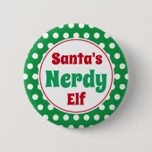 Funny Santa's Nerdy Elf Weihnachts-Button-Button Button (Vorderseite)
